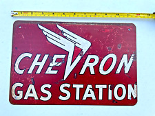 Vintage Chevron Tin Sign Oil & Gas Station Sign Metal Art Lube Petroleum Texaco picture