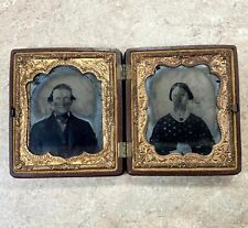 1870 - 1890 Thermoplastic Union Case w/Double Sixth Plate Ambrotype Photos picture