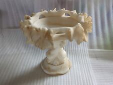 Antique Vintage Italian Alabaster Tazza Compote Hand Carved Italy 5' Inch Tall picture