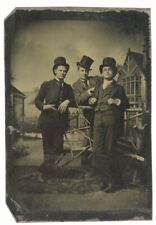 Wealthy Confident Capitalist Gentlemen 1870 Dapper Top Hats Tintype Businessmen picture