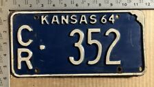 1964 Kansas license plate CR 352 YOM DMV Crawford Ford Chevy Dodge 10431 picture