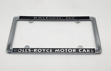 Vintage ROLLS-ROYCE Raleigh NC Metal License Plate Frame Embossed Lettering picture