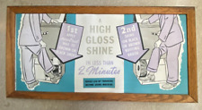 Vintage Uneeda Shoe Shine Machine Header Sign Wood Frame Advertising MCM 968A picture