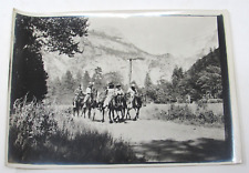 c1900 Yosemite Valley Chapel Photo Victorian Ladies & Soldiers on Horseback RARE picture