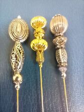 Antique Styled Metal or Metallic topped  Victorian styled HAT PINS picture