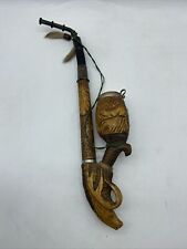 Hand Carved Antique Hunters Pipe Pre 1960 Signed “ AH “ Deer Carving 12” picture