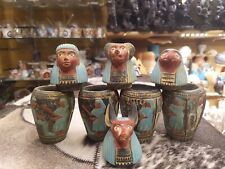 Antique Collection Set Of 4 Egyptian Ancient Canopic Jars Organs Storage Statues picture
