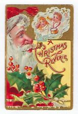 1908 St. Nicks Series #3Christmas Postcard  Santa Smoking A Pipe Embossed picture