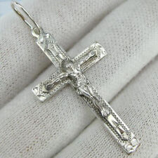 925 Sterling Silver Cross Pendant Jesus Crucifix Prayer Scripture Hand Engraving picture