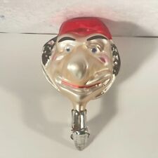 Vintage Blown Glass Clip on Christmas Ornament Big Nose Clown Figurine picture