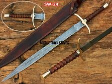 Handmade Damascus Steel Medieval Sword/Viking Longsword With Rose Wood Handle. picture