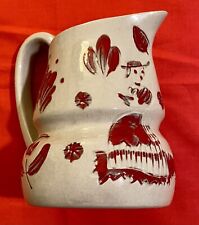 VTG CALIFORNIA CLEMINSONS RED PITCHER -Arts & Crafts Style - 6.5” FOLK ART picture