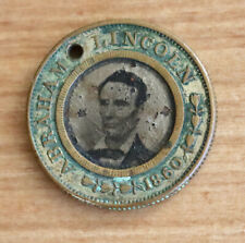 1860 Abraham Lincoln & Hamlin Presidential Campaign Ferrotype Button Coin Token picture