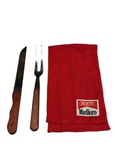 Vintage 1980s RED Marlboro Unlimited BBQ Grilling FORK/KNIFE Set picture