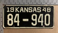 Kansas 1948 license plate 84-940 YOM DMV Seward Ford Chevy Dodge great ORIGINAL picture