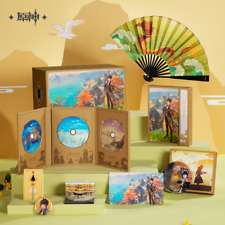 Mihoyo Genshin Impact Jade Moon Upon a Sea of Cloud OST CD Folding Fan Badge Set picture