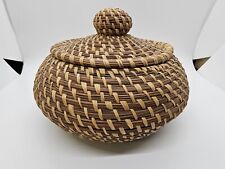 Native American Pine Needle Spiral Lidded Basket Great Quality 5