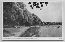 1934 Postcard Fisher Lake Thompson's Side Three Rivers Michigan Swimming Slide picture