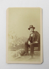 Distinguished Gentlemen Golden Retriever Dog CDV Santa Rosa CA Hat Beard 1860s picture