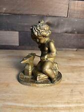 ANTIQUE VICTORIAN CAST METAL STATUE SCULPTURE OF A BLACKSMITHING picture