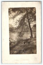 1913 View Of Darling Park Lake Chanute Kansas KS RPPC Photo Antique Postcard picture