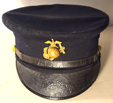 WWI USMC MARINE CORPS DRESS BLUE CAP & EARLY EGA picture