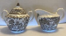 British Anchor Ironstone Made in England “Memory Lane” Creamer White & Brown picture