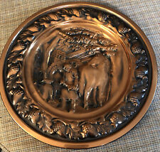 Vintage Copper Repousse Plate Heat Grate Cover Wall Embossed Ferrier Horse 13” picture