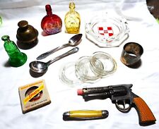 Grandpa's Junk Drawer Lot ~ Bottles, Silver, Knife, Toy Gun & more ALL Vintage picture