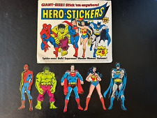 Vintage RARE Hero-Stickers Complete Set of 5 with Store Display card Batman Hulk picture