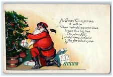 1924 Christmas Tree Santa Claus Decorated Gift Present Philadelphia PA Postcard picture
