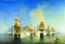 Dream-art Oil painting Alexey-Petrovich-Bogolyubov-The-Battle-of-Athos seascape picture