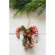 New Primitive Farmhouse RUSTY BELLS JUTE CANDY CANE ORNAMENT Hanging 5