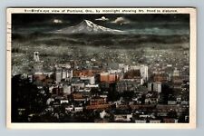 Portland OR-Oregon, Aerial View Town, Night View, Vintage Postcard picture