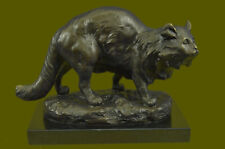 Signed Museum Quality Cat Bookend Book End Genuine Bronze Sculpture Figurine Art picture