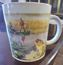 fishing coffee mug, 2 Fishing Scenes, novelty, rare coffee mugs, Vintage mugs picture