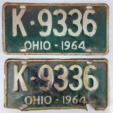 1964 Ohio License Plates # K 9336 Matching Set picture