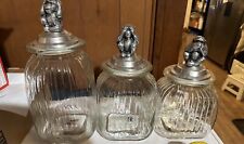 Vintage Evil monkey ribbed glass storage containers picture