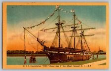 Newport, RI - U.S.S Constellation, Oldest Man O' War Afloat - Vintage Postcard picture