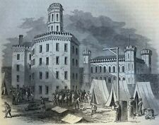 1865 Civil War Prison Life Charleston Macon Columbia illustrated picture