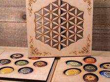 CHAKRA Crystals Grid Board Wooden Box - Flower of Life - Self Care Kit, E1756 picture