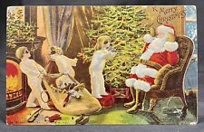 Antique MERRY CHRISTMAS | Mischievous Naughty Children Rob Santa | Embossed picture