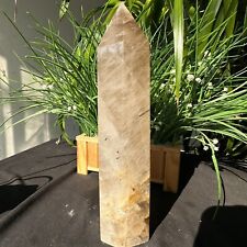 3.74LB Natural black tourmaline crystal tower polished and healed 1700g picture