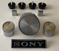 Vintage SONY AM/FM Radio Parts: Knobs - Switches - Rubber Feet - Logo Plate picture