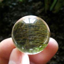 25.5g 26mm Water Clear Sphere Natural Golden Hair Rutilated Quartz Crystal Ball picture