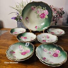 Germany Saxe Altenburg Porcelain Floral Serving Bowl And 12 Small Bowls Antique picture
