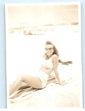 Vintage Photo 1947 Laguna Beach, Woman Bathing Suit Sun Bathing  ,3.5x2.5 picture