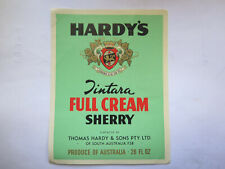 HARDY'S TINTARA FULL CREAM SHERRY WINE UNUSED LABEL c1960s SOUTH AUSTRALIA picture