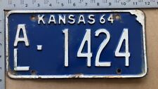 1964 Kansas license plate AL-1424 YOM DMV Allen Ford Chevy Dodge 15672 picture