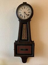 Vintage Antique Large 32” Sessions Clock Co. Banjo Wind Up Mechanical Wall Clock picture